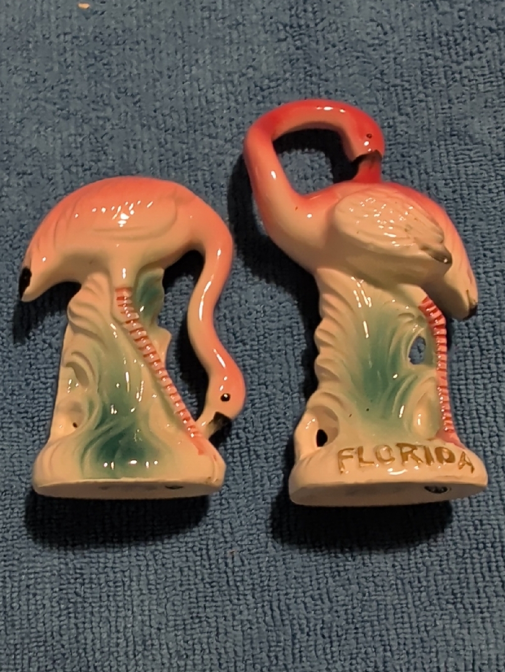 Vintage Pink Flamingo Florida Souvenir Salt & Pepper